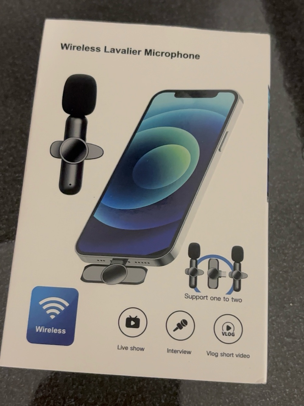 Wireless Lavalier Microphone for Cell Phones - Black